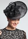 Superbe chapeau CLARA Fascinator pour cérémonie en sisal noir
