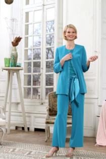 Elégant tailleur pantalon rond et veste ornée d'un galon perlé main FIRENZE