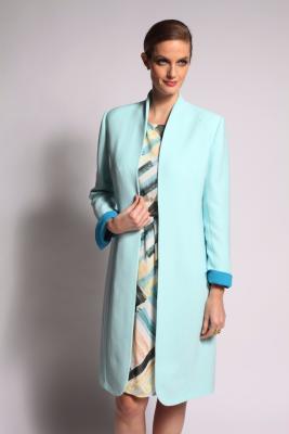 Tailleur BIGUGLIA robe imprimée et manteau en crêpe bicolore