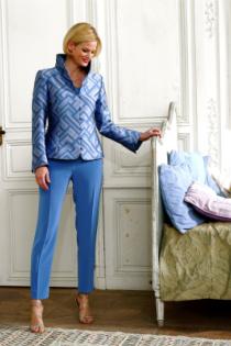 Pantalon en crêpe fluide féminin bleu faïence ZUT T46