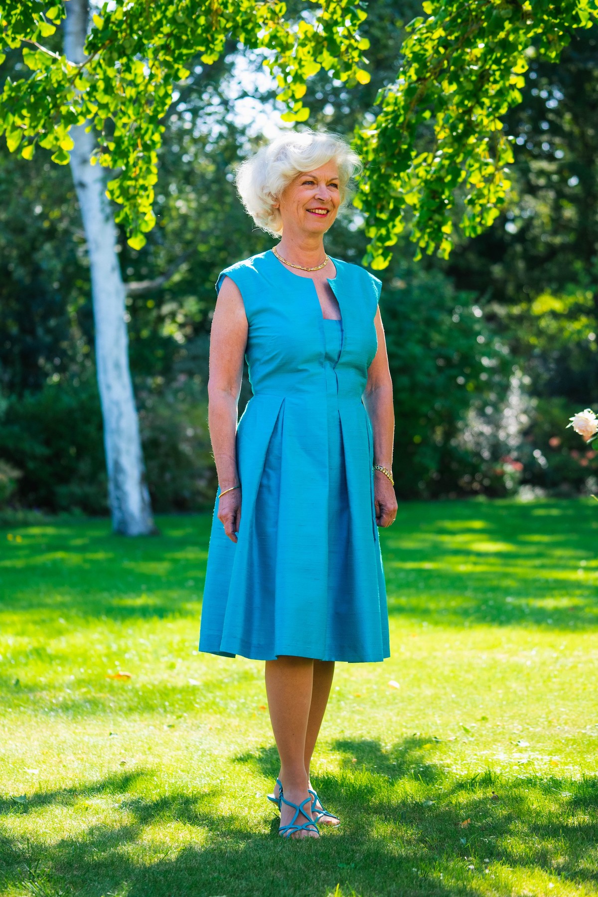 Élégante robe de cocktail azur EILEEN 