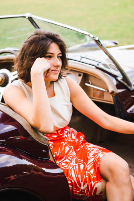 Robe de cérémonie VALENTINA empiècement jupe à motif Goa