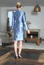 Superbe tailleur robe et veste HOURTIN en jacquard bleu 