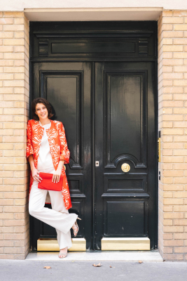 Beau manteau IZALINE Imprimé GOA-Pantalon souple COPRA
