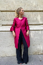 Elégant tailleur pantalon BELEM et manteau couleur cerise