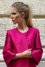 Elégant tailleur pantalon BELEM et manteau couleur cerise