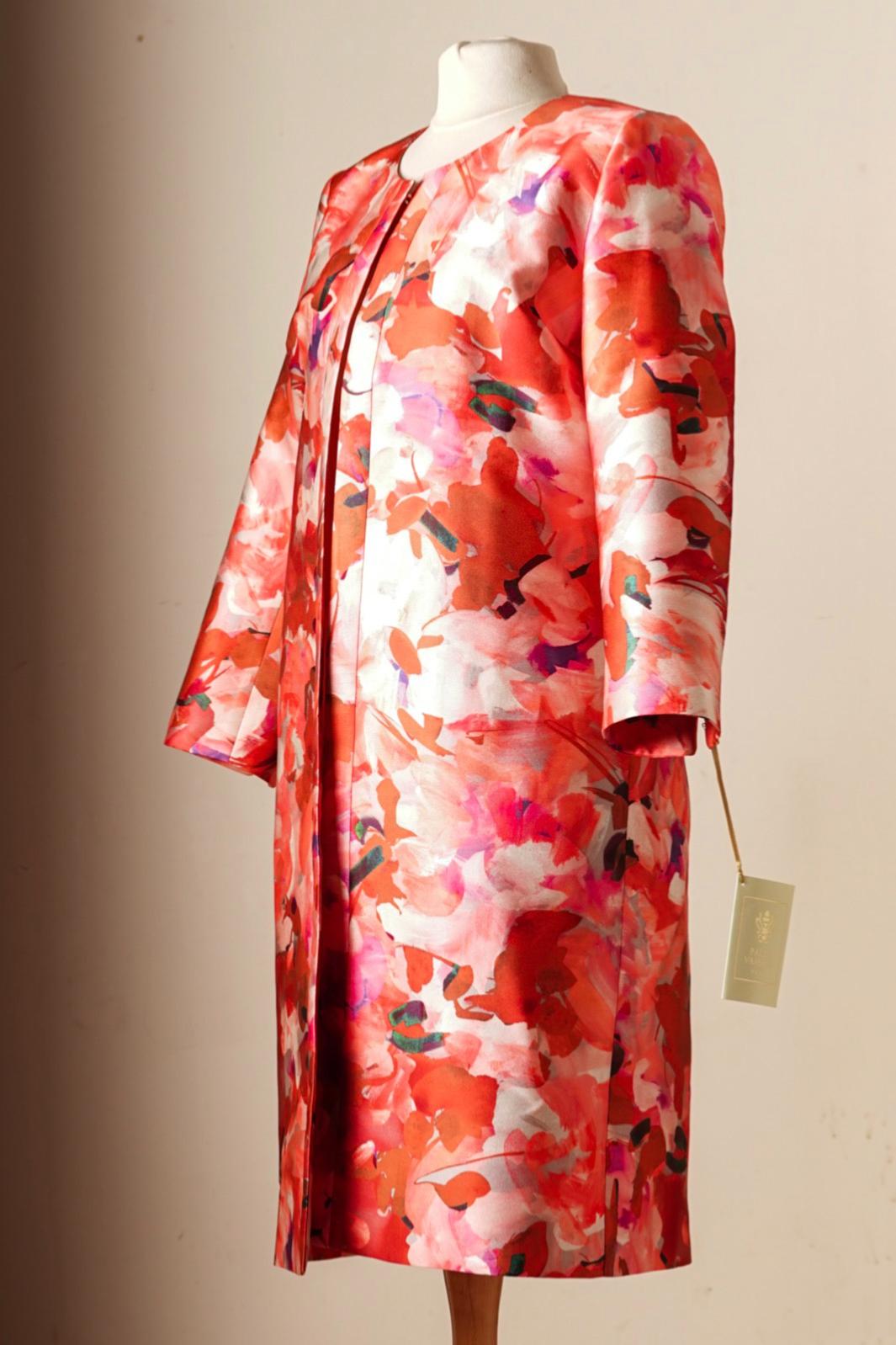 1  manteau fleuri en mikado COQUELICOT T38