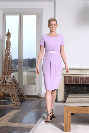 Très élégant tailleur GUETHARY en crêpe envers satin stretch mauve 