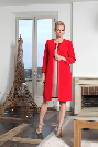 Manteau habillé en crêpe rouge bordure satin MONTANA