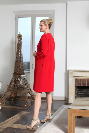 Manteau habillé en crêpe rouge bordure satin MONTANA T40