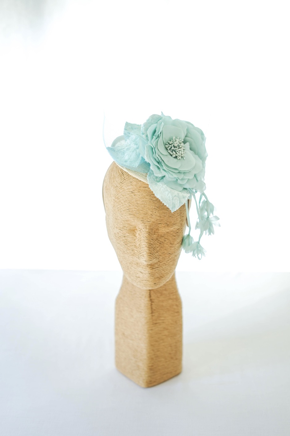 Coiffe de mariage en crin aqua