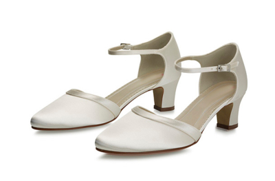 Chaussures à petits talons classique mariée ultra confort en Satin ivoire