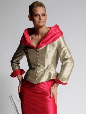 Tailleur veste corsetée esprit Marie Antoinette en soie VOX jupe MODERATO
