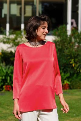 Top souple LOZZARI coquelicot en satin