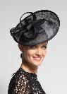 Superbe chapeau CLARA Fascinator pour cérémonie en sisal noir