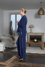 Superbe tailleur pantalon bleu indigo esprit smoking sexy ORTYGIA