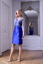 Robe en mikado et dentelle de Calais NUT BLEU ROYAL  T40