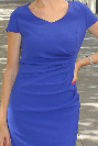 Belle robe de cocktail élégante MARINE en crêpe bleu majorelle