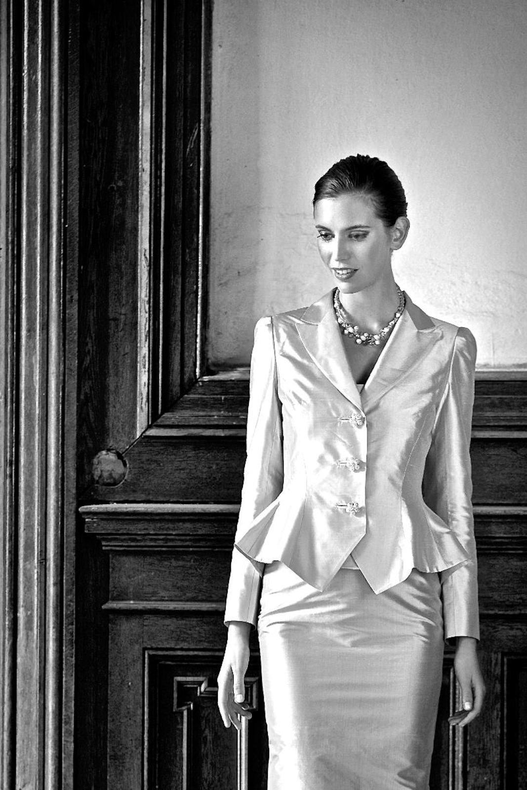 Veste en soie sauvage à large col tailleur NINON