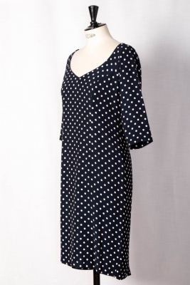 Elégante robe de cérémonie à POIS MARINE T40