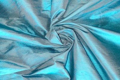 tissu doupion soie sauvage shantung bleu azur pacific cyan
