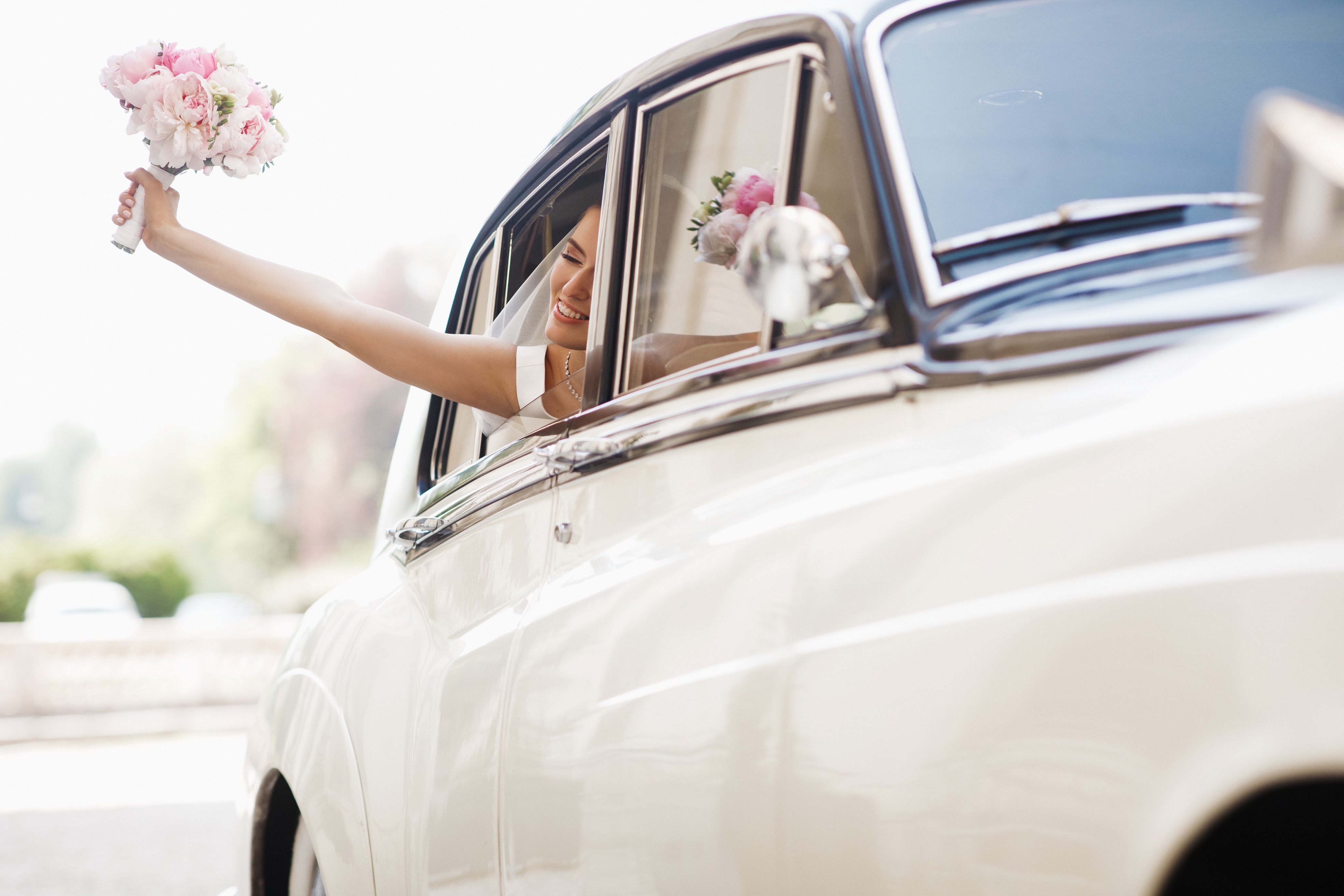 Lieu de mariage voiture bouquet